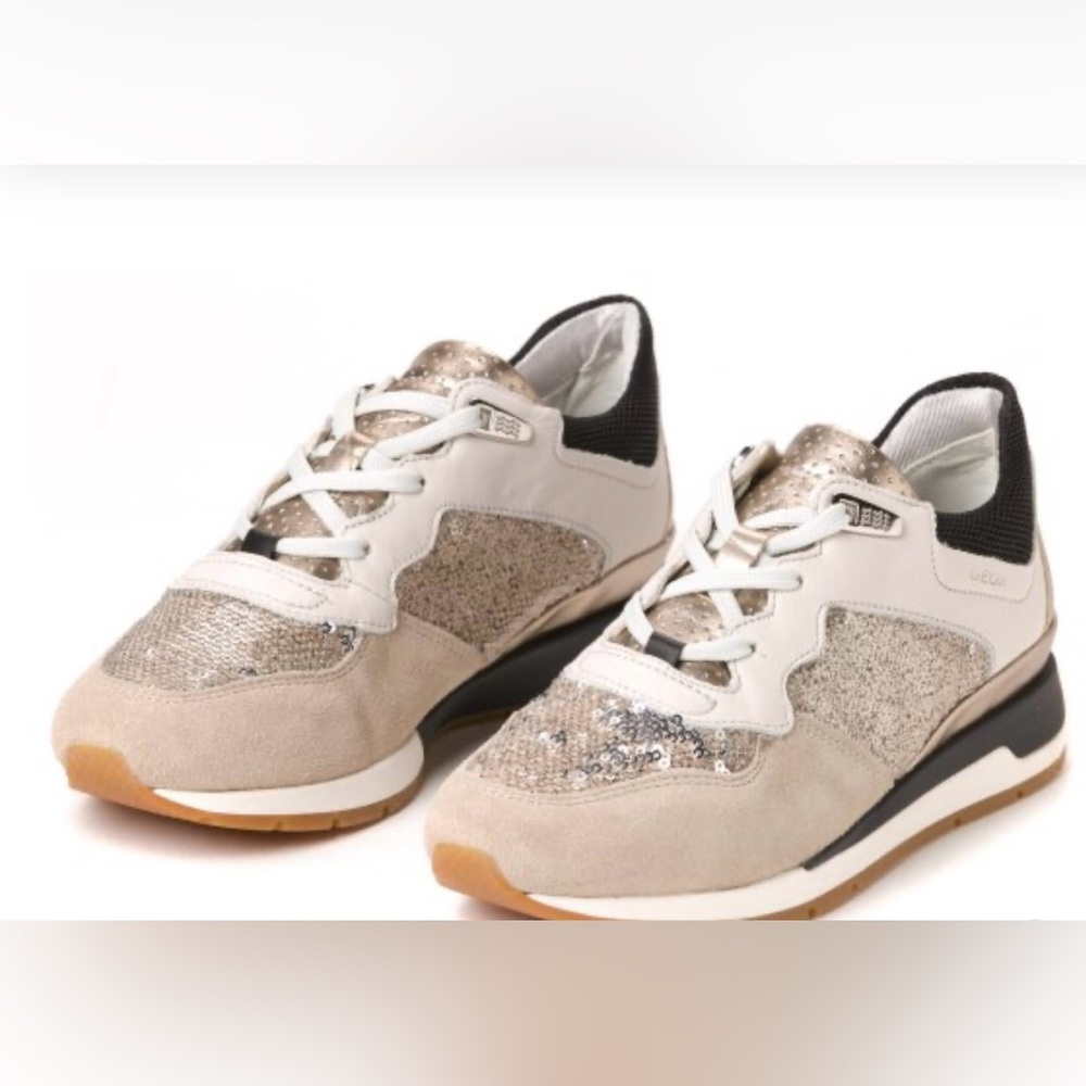 Geox Shahira Sneakers in Gold, White, and Black